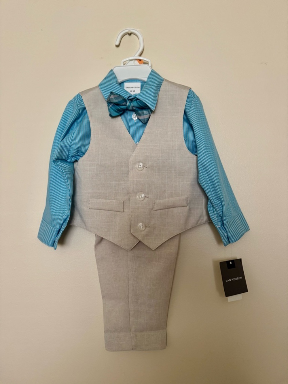 Van Heusen 4-Piece Baby Boy Suit Set 12M Blue Checkered Formal Outfit
